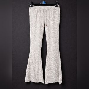 RipCurl Boho Flare Pants Pull On Gray White Beachy Flowy Coastal Semi Sheer